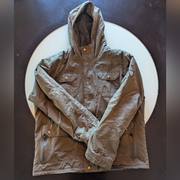 Men's Hooded Jacket in Olive Green - Picture 1 of 10